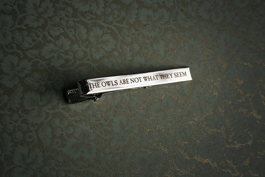 The owls are not what they seem - tie clip