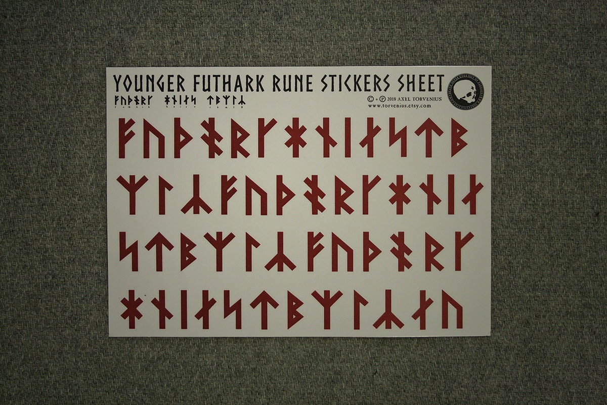 Younger Futhark Stickers sheet A4 size - STICKERS