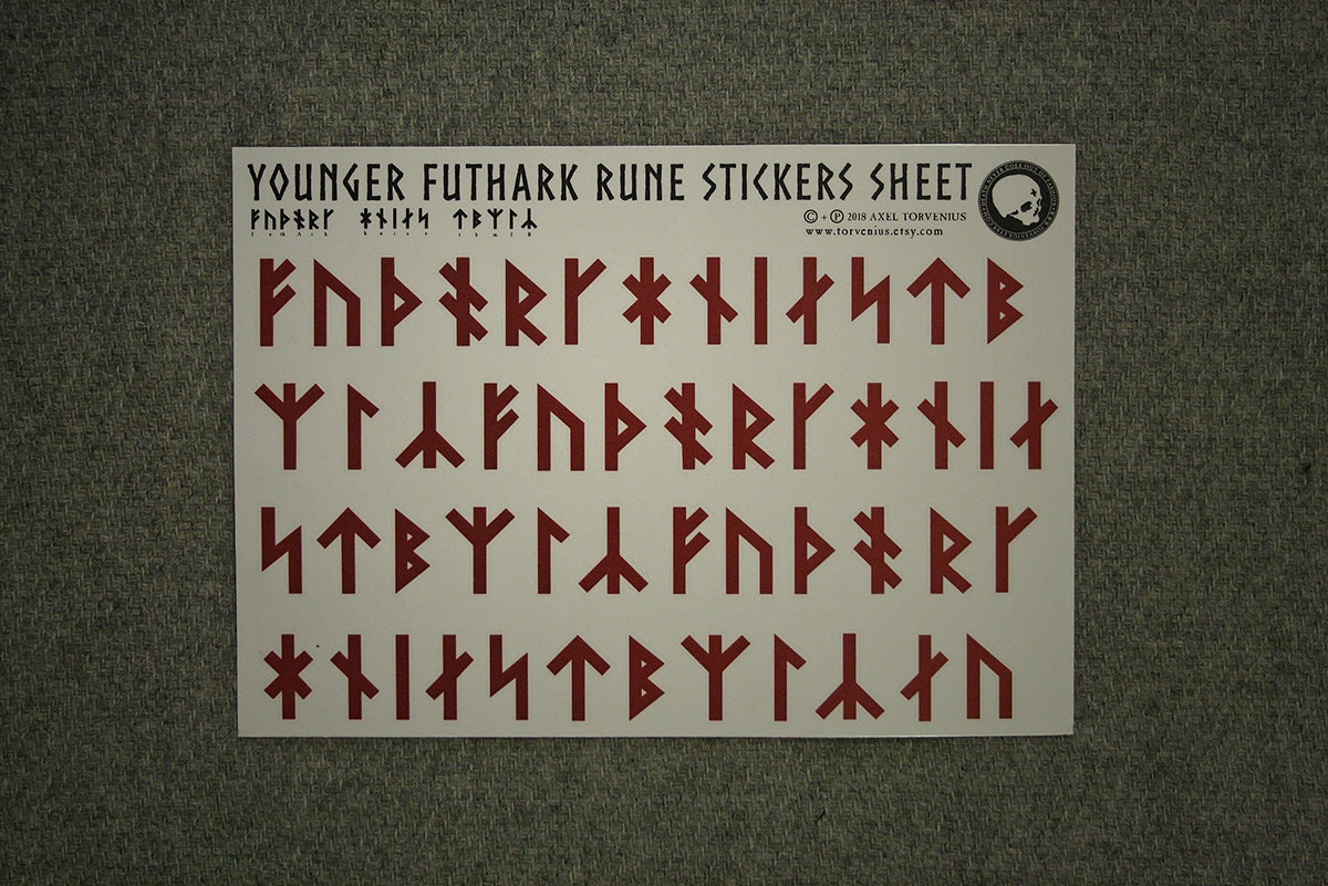 Furdtk Sticker Younger Futhark Stickers sheet A4 size - STICKERS – TORVENIUS