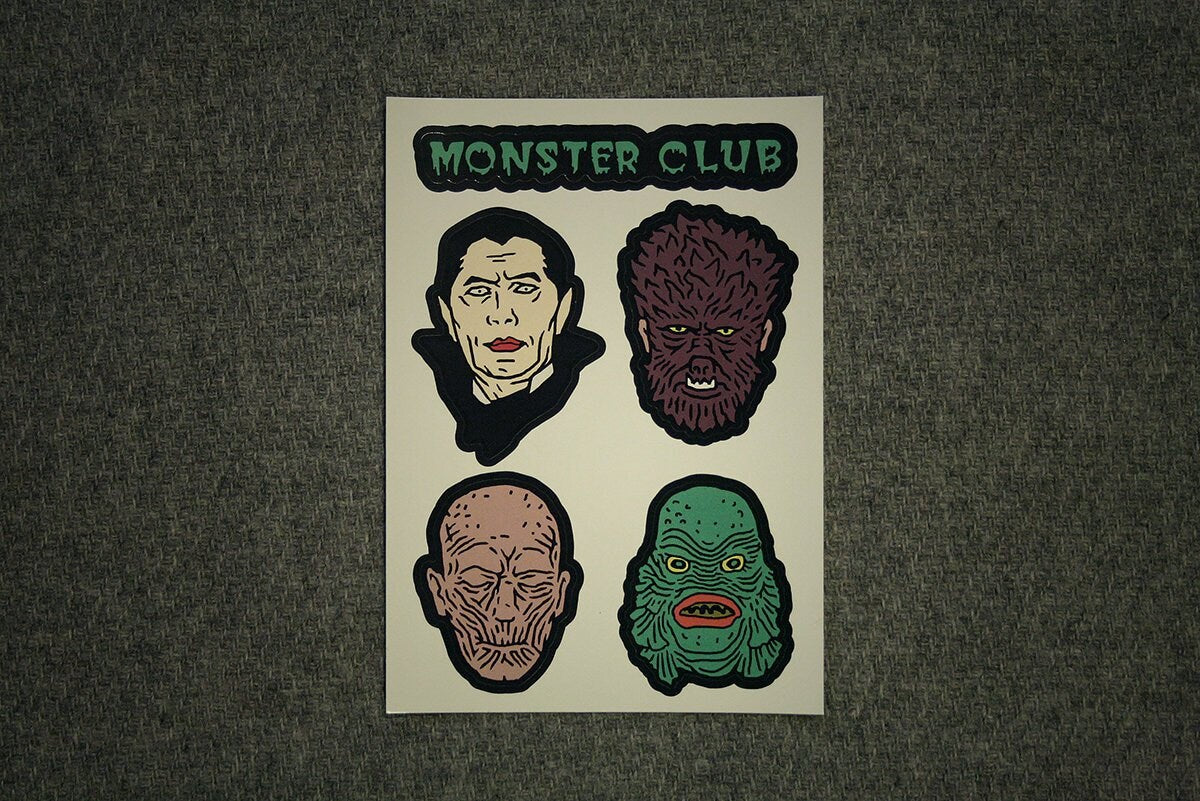 Monster club, sticker pack, A5 sheet - STICKERS