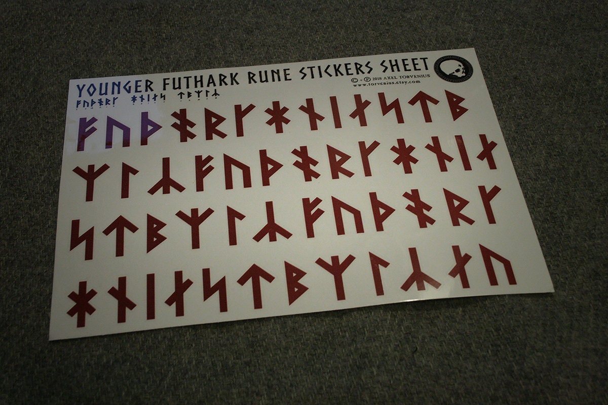 Younger Futhark Stickers sheet A4 size - STICKERS
