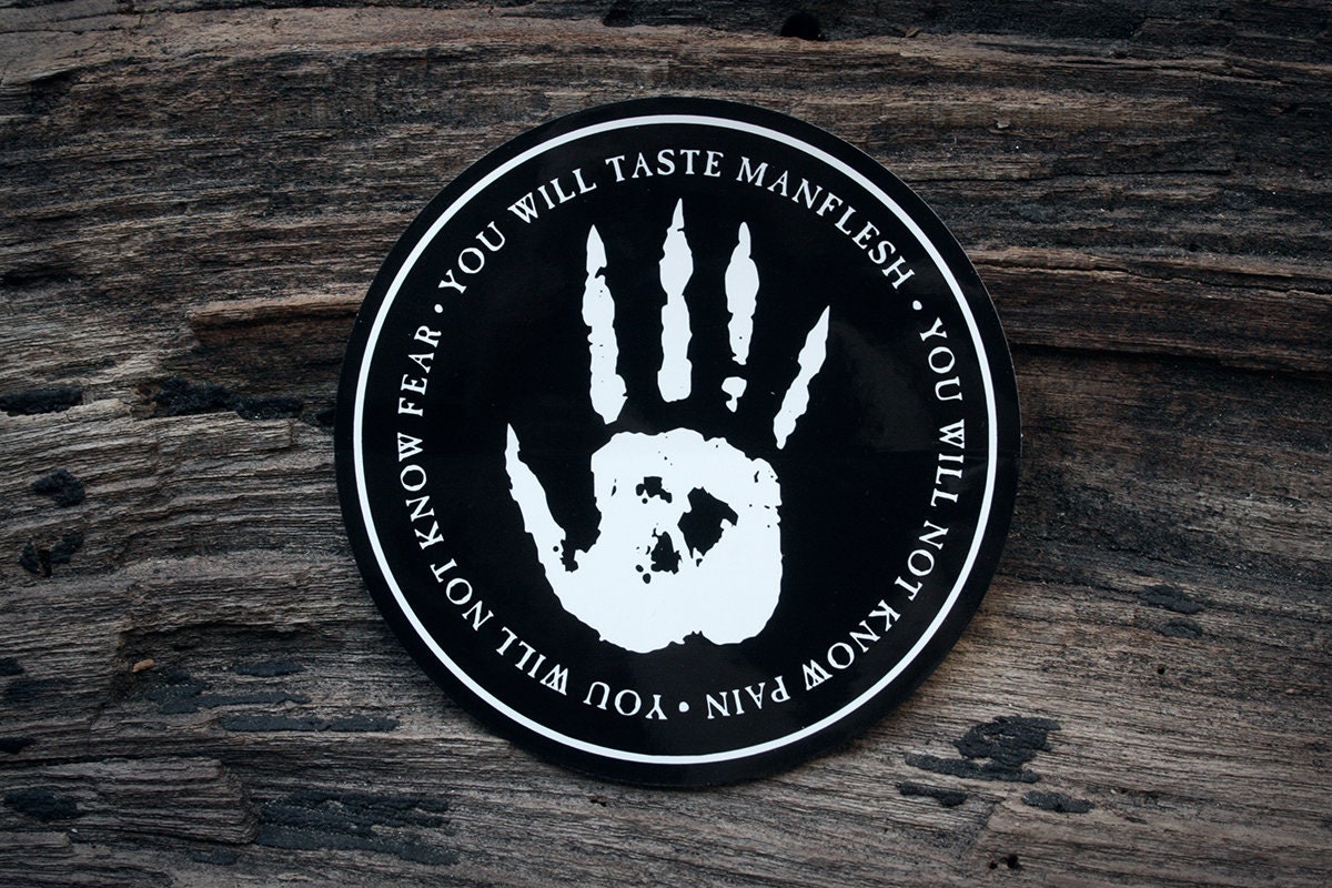 White hand, taste manflesh - vinyl STICKER