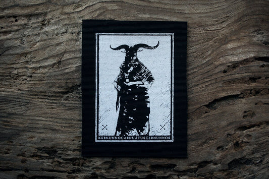 Horned god, smaller white - screen printed PATCH