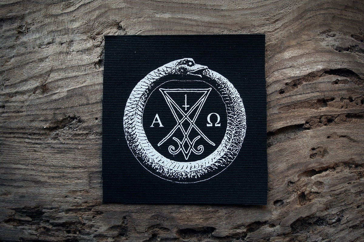 Ouroboros, alpha omega, Lucifer seal - screen printed PATCH