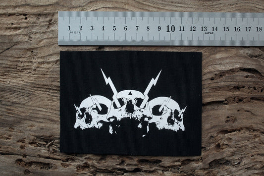 Skulls with lightning eyes - screen printed PATCH