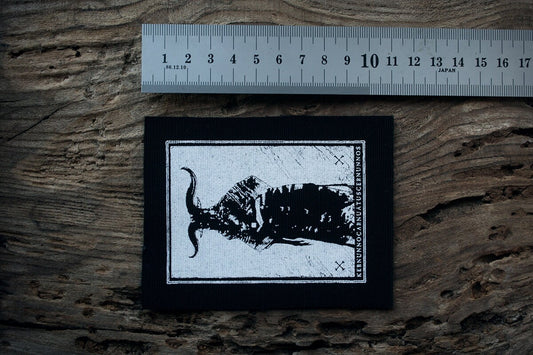 Horned god, smaller white - screen printed PATCH