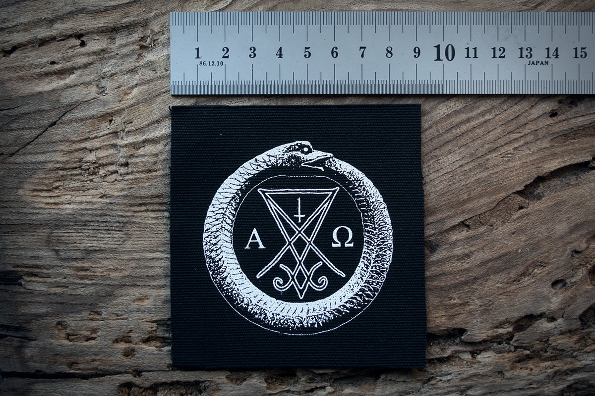 Ouroboros, alpha omega, Lucifer seal - screen printed PATCH