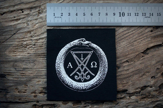 Ouroboros, alpha omega, Lucifer seal - screen printed PATCH