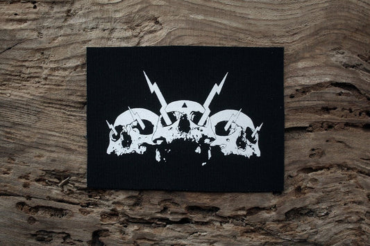 Skulls with lightning eyes - screen printed PATCH