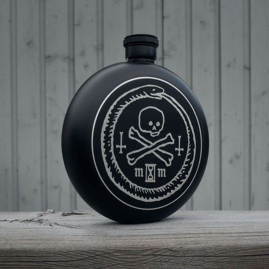 Ouroboros with skull, memento mori - Hip flask