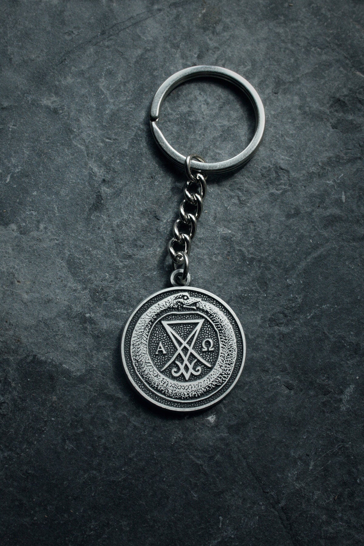 Ouroboros, alpha Omega, Lucifer seal - Keychain