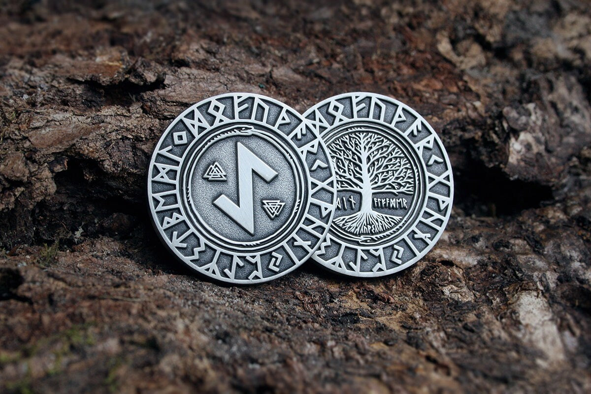 Elder futhark runes coin - collectible divination flip COIN