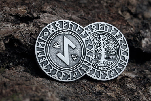 Elder futhark runes coin - collectible divination flip COIN