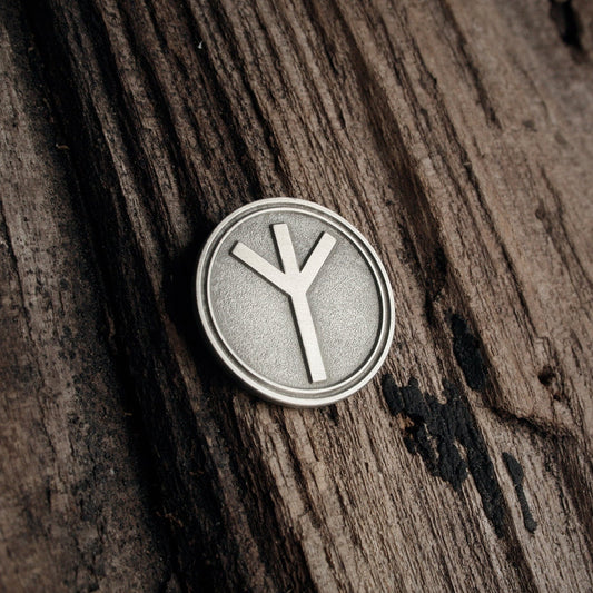 Algiz rune, circular antique style - PIN