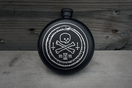 Ouroboros with skull, memento mori - Hip flask