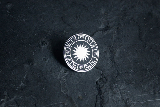 Zodiac signs circle, central sun - PIN