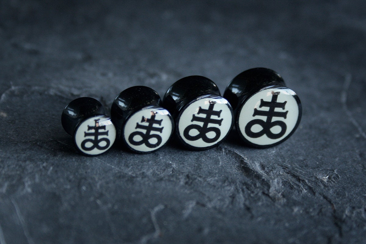 Leviathan cross, bone white and black acrylic (listing is for one) - EAR PLUG / GAUGE
