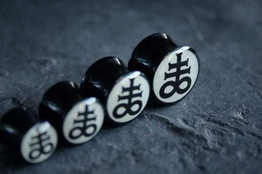 Leviathan cross, bone white and black acrylic (listing is for one) - EAR PLUG / GAUGE