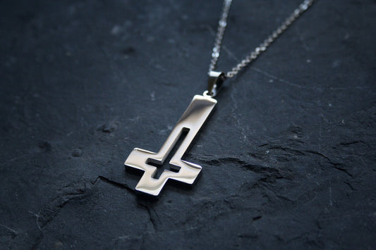 Up side down cross, hollow design - NECKLACE