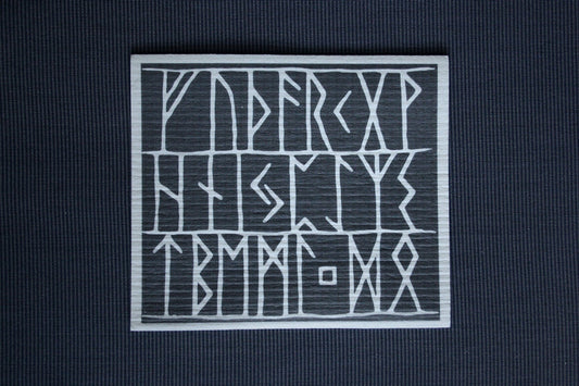 Elder runes futhark, black version - REUSABLE SWEDISH DISHCLOTH