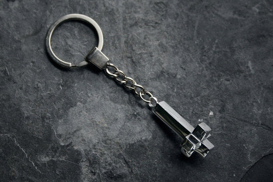 Up side down cross, 3D cross - KEYCHAIN