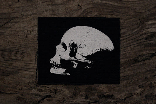 Human skull sideview - screen printed PATCH