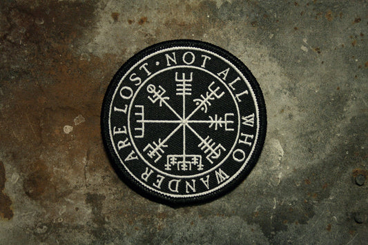 Vegvísir icelandic talisman, not all who wander are lost - PATCH