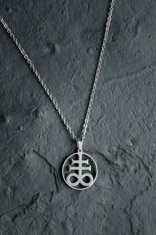 Leviathan cross, shaped and cut in circle, smaller version - NECKLACE