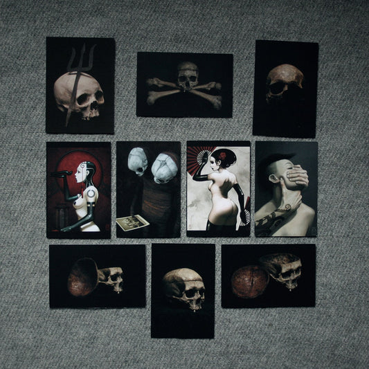 Mixed Postcard pack, skulls, illustrations & sculptures - POSTCARD PACK 04