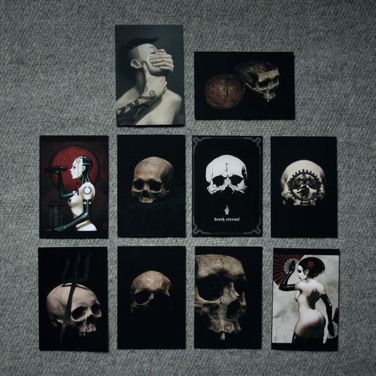 Mixed Postcard pack, skulls, illustrations & sculptures - POSTCARD PACK 06