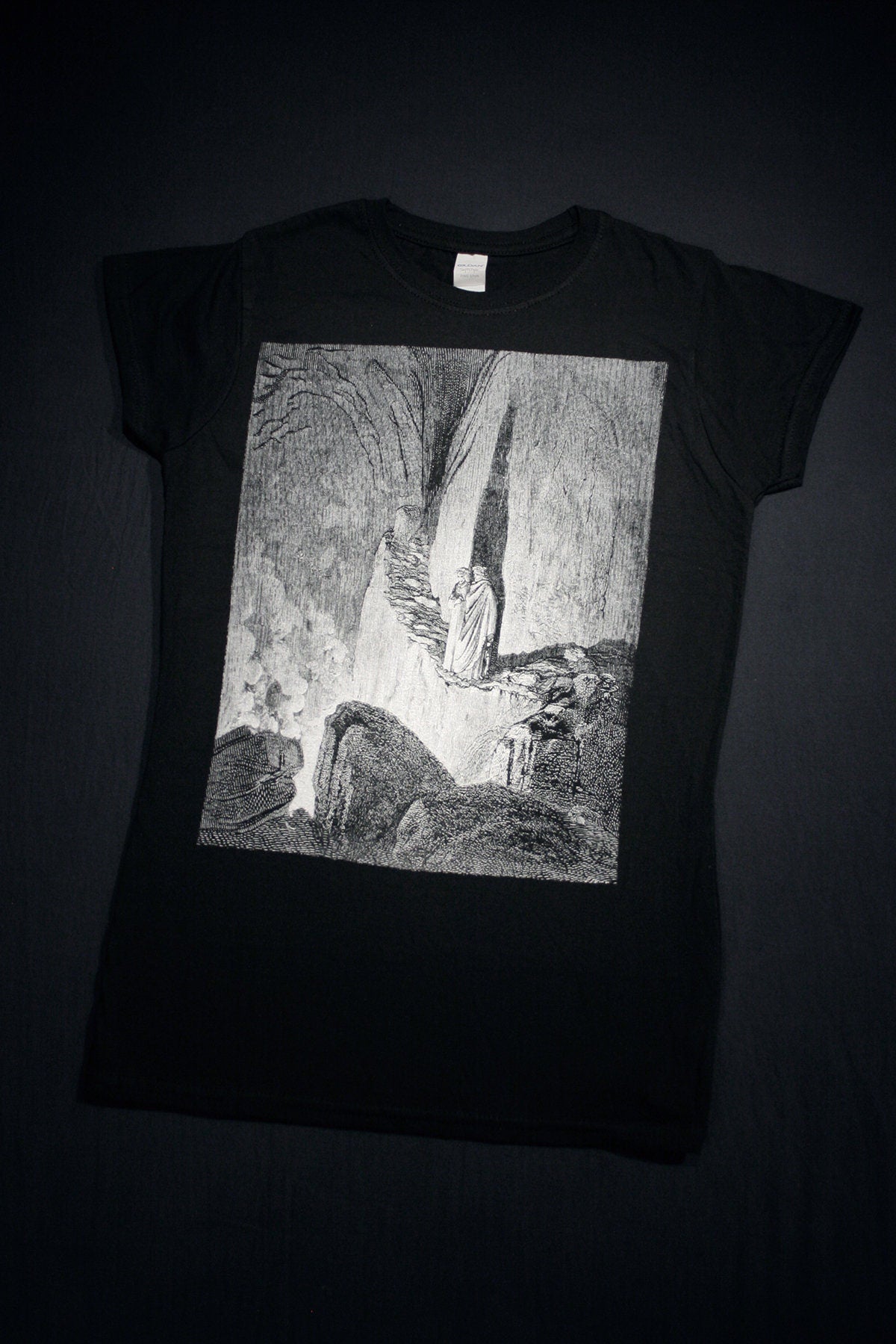 Dante and Virgil observe the false counsellors, Canto XXVI, Gustave Dore illustration - T-shirt female fitted