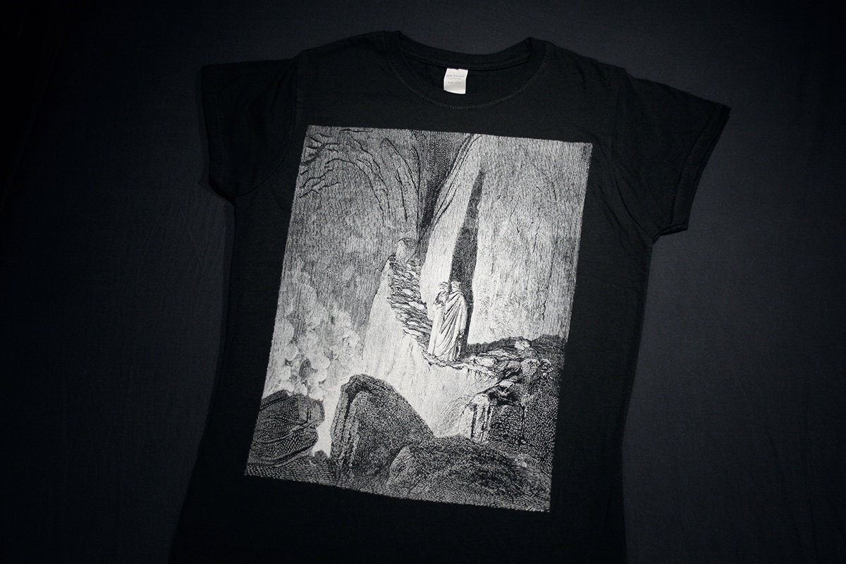 Dante and Virgil observe the false counsellors, Canto XXVI, Gustave Dore illustration - T-shirt female fitted