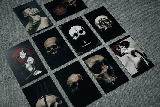 Mixed Postcard pack, skulls, illustrations & sculptures - POSTCARD PACK 06