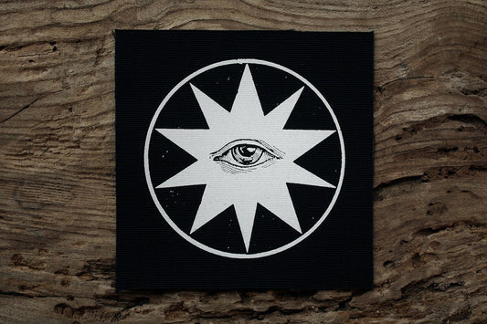 10 pointed star, Hypnotism - screen printed PATCH