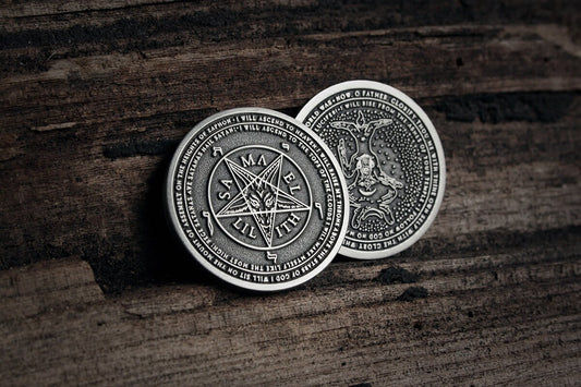 The great Baphomet coin, Seal of Baphomet / Pentagram, Samael and Lilith coin - collectible divination flip COIN