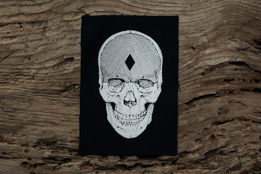 Human skull illustration, third eye - screen printed PATCH