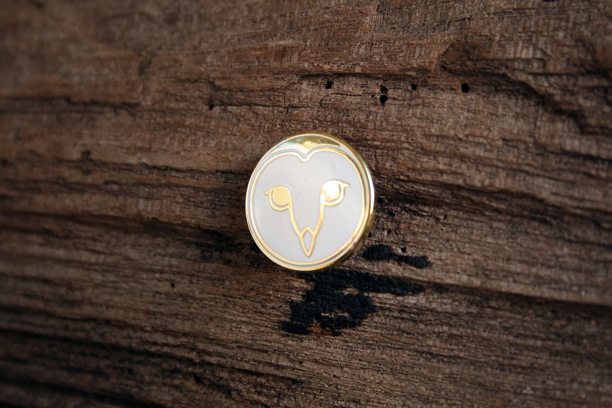 Barn owl, white gold version - PIN