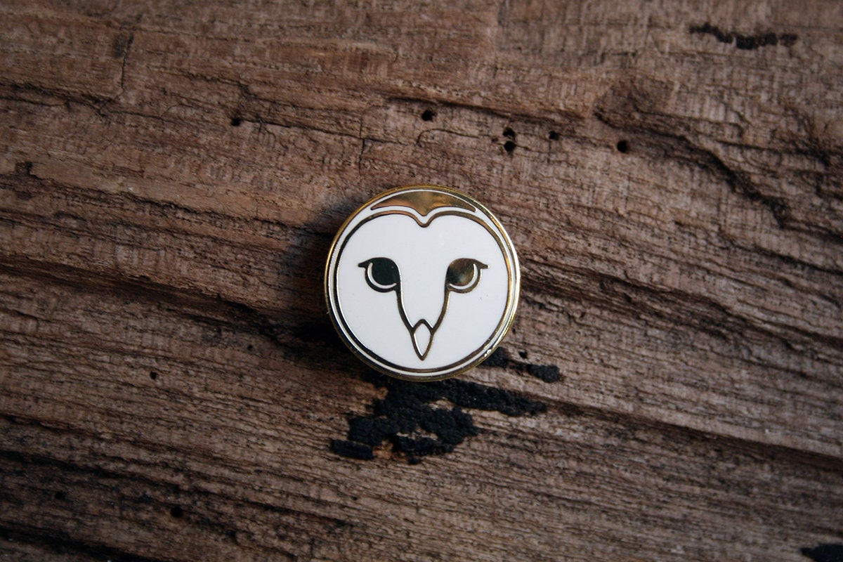 Barn owl, white gold version - PIN