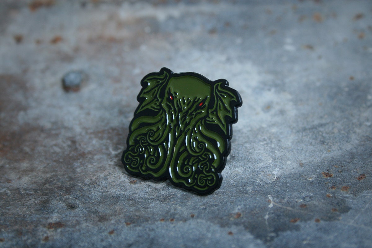 Cthulhu with tentacles and spread wings, great old one - PIN