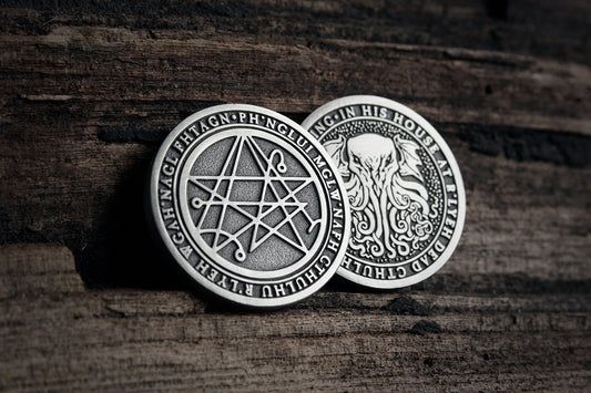 CTHULHU and NECRONOMICON coin - collectible divination flip COIN