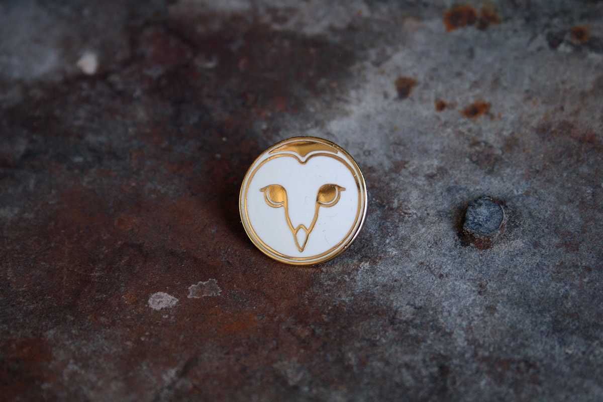 Barn owl, white gold version - PIN