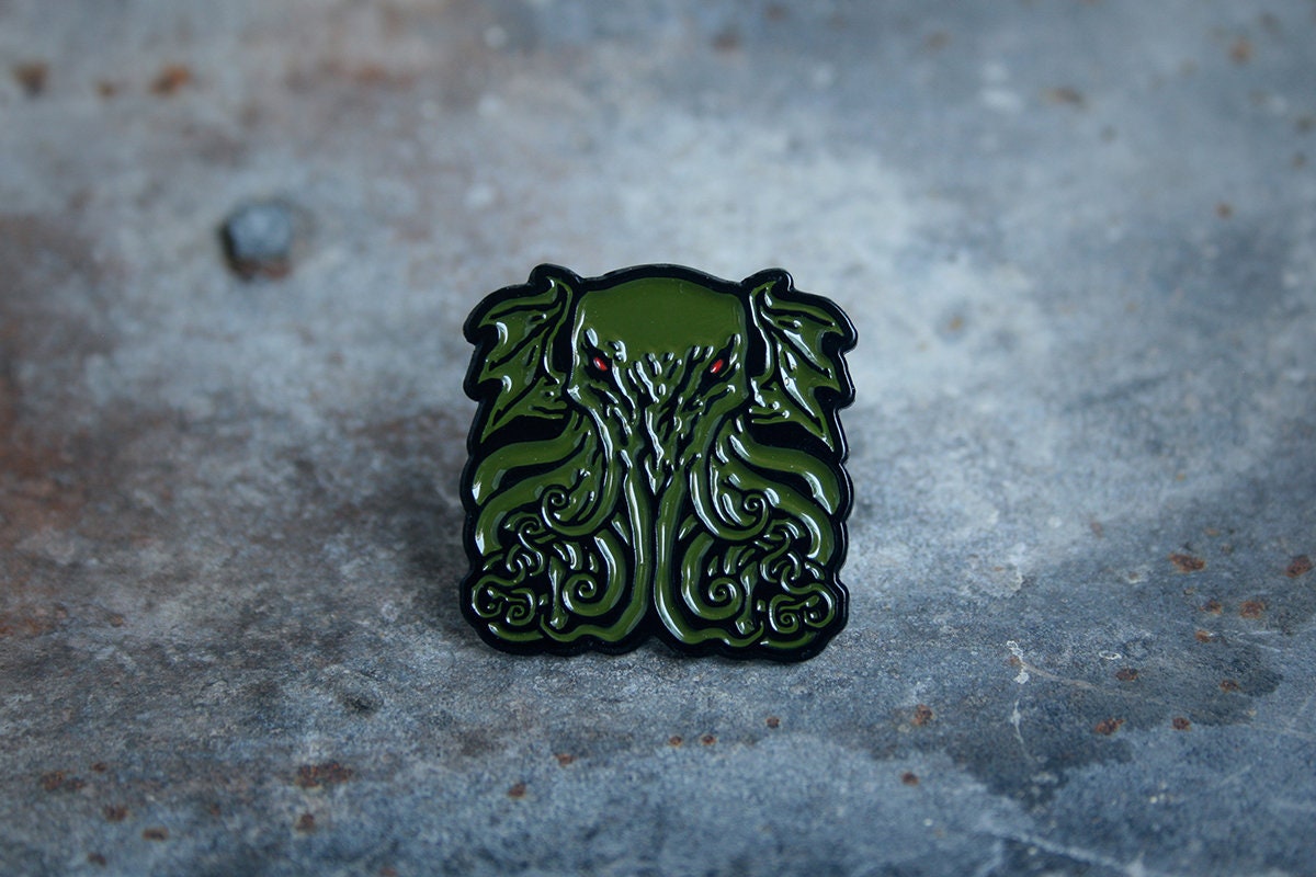 Cthulhu with tentacles and spread wings, great old one - PIN