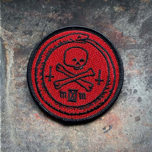 Ouroboros with skull, memento mori, red version - PATCH