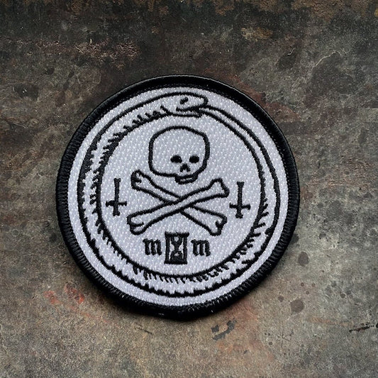 Ouroboros with skull, memento mori, white version - PATCH