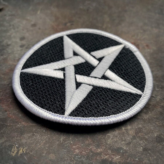 Pentagram in circle, black edition - PATCH