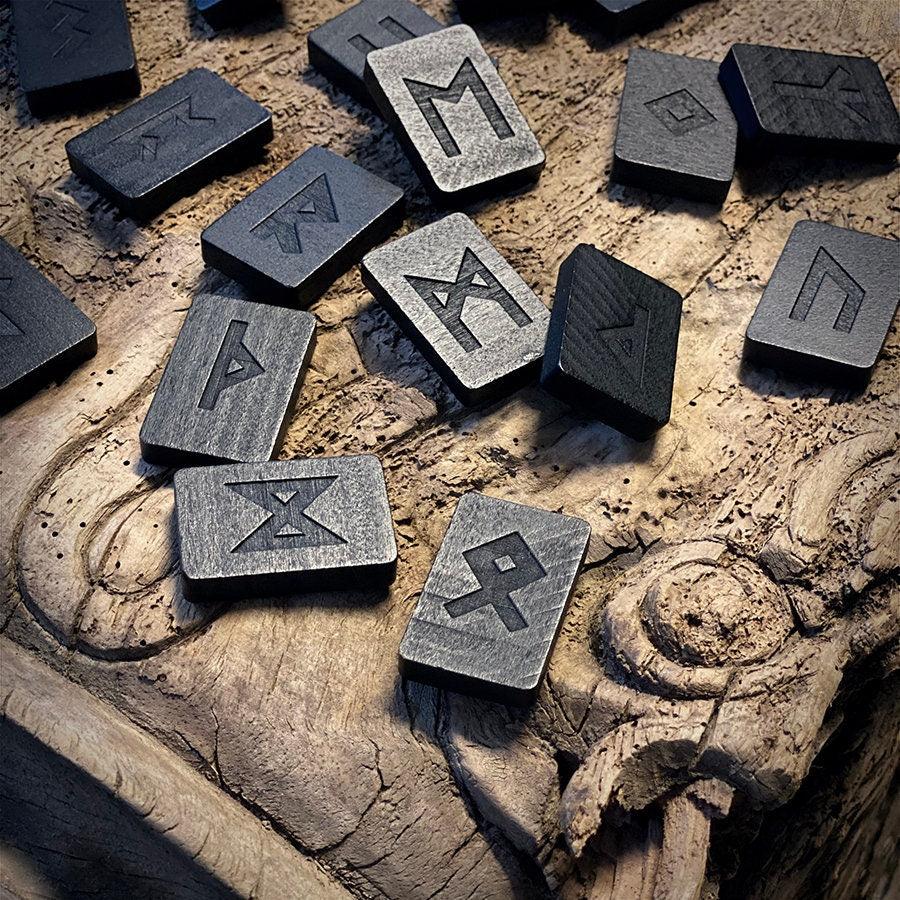 Shadow runes, Elder Futhark Rune wooden rune-set, divination tool - RUNE BRICK SET