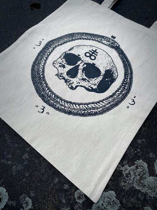 Ouroboros, skull with Leviathan cross - Tote bag (natural white colored)