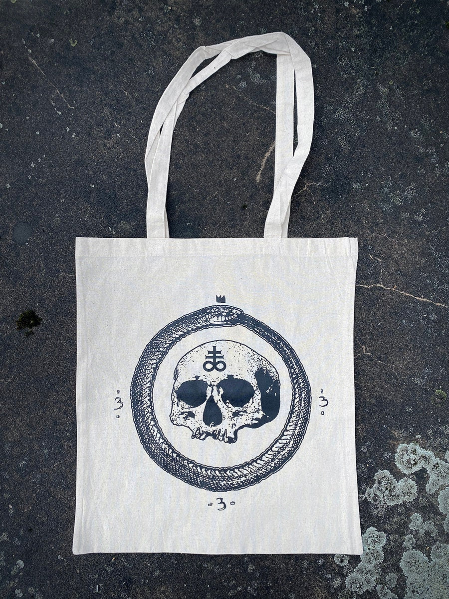 Ouroboros, skull with Leviathan cross - Tote bag (natural white colored)