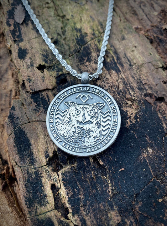 Owl with Owls not what they seem, Owl cave symbol - NECKLACE