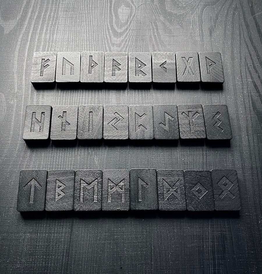 Elder Futhark Runes Alphabet Chart - White | Photographic Print